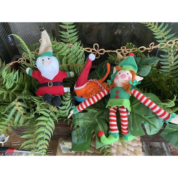 Lot of 3 Felt Santa Claus Bird and Elf Ornaments - Picture 1 of 12